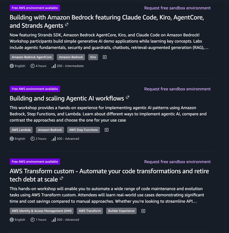 Original LinkedIn visual introducing free AWS Builder Center sandbox environments.
